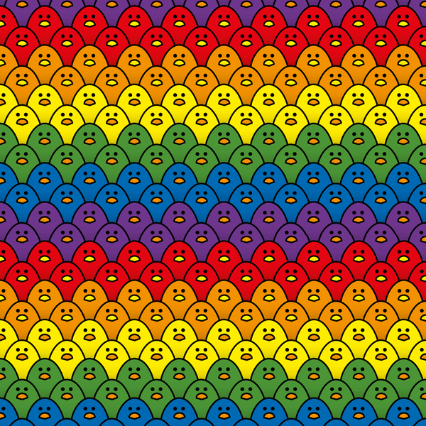 Rainbow Chick Pattern Fabric - Multi - ineedfabric.com