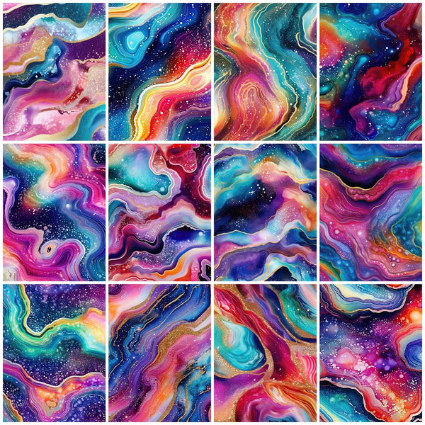 Rainbow Glitter Agate Fat Quarter Bundle - 12 Pieces - ineedfabric.com