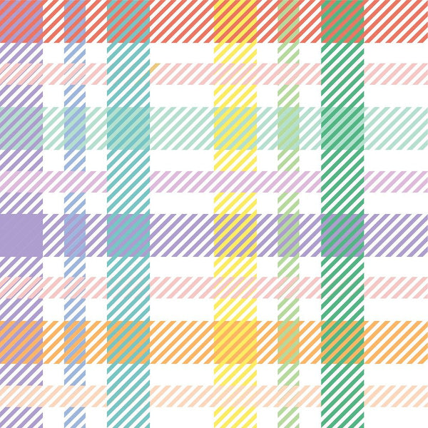 Rainbow Plaid Fabric Bright Colorful Stripes