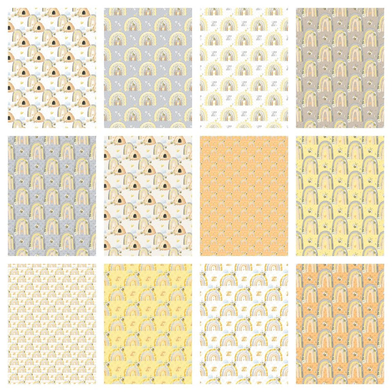 Rainbows & Bumble Bees Fabric Collection - 1 Yard Bundle - ineedfabric.com