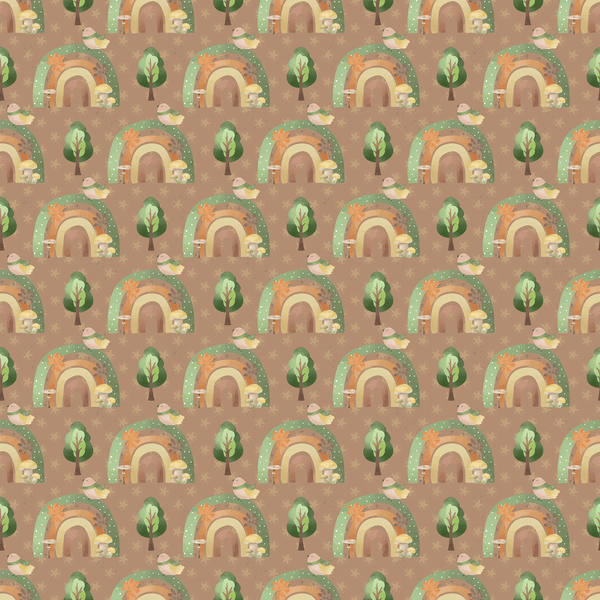 Rainbows In The Forest Fabric - Brown - ineedfabric.com