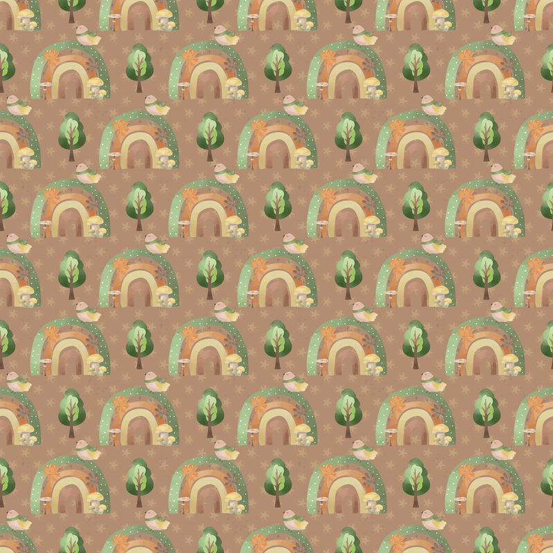Rainbows In The Forest Fabric - Brown - ineedfabric.com