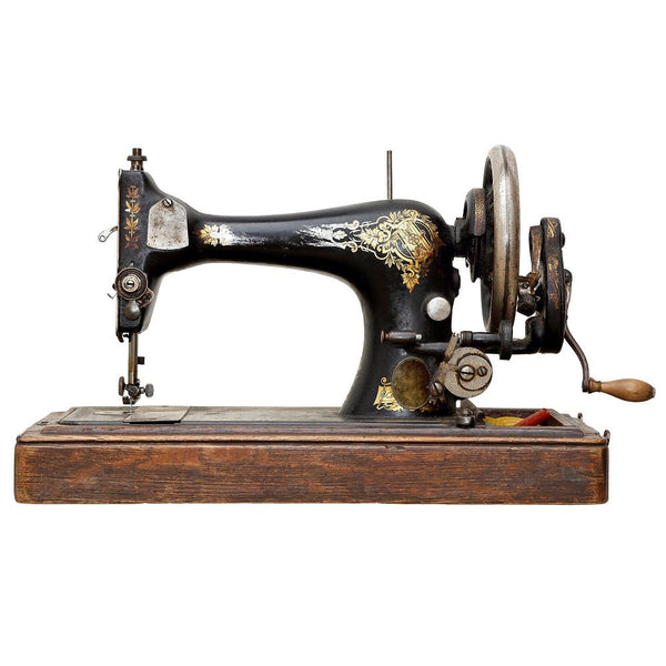 Realistic Antique Sewing Machine Fabric Panel - ineedfabric.com
