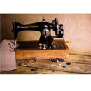 Realistic Antique Sewing Machine Scene Fabric Panel - ineedfabric.com