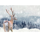 Realistic Deer Snowy Mountains Fabric Panel - ineedfabric.com