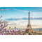 Realistic Eiffel Tower and Paris Cityscape Fabric Panel - ineedfabric.com