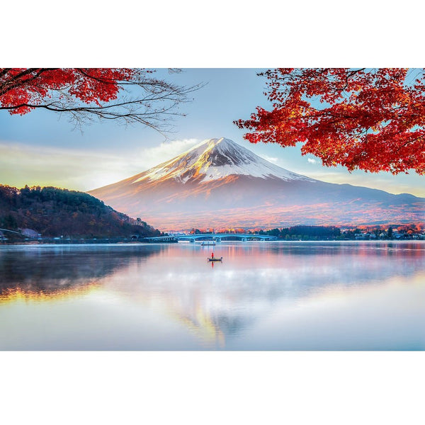 Realistic Fuji Mountain, Kawaguchiko Lake, Japan Fabric Panel - ineedfabric.com