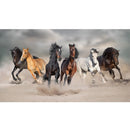 Realistic Horses Running in Sand Fabric Panel - ineedfabric.com