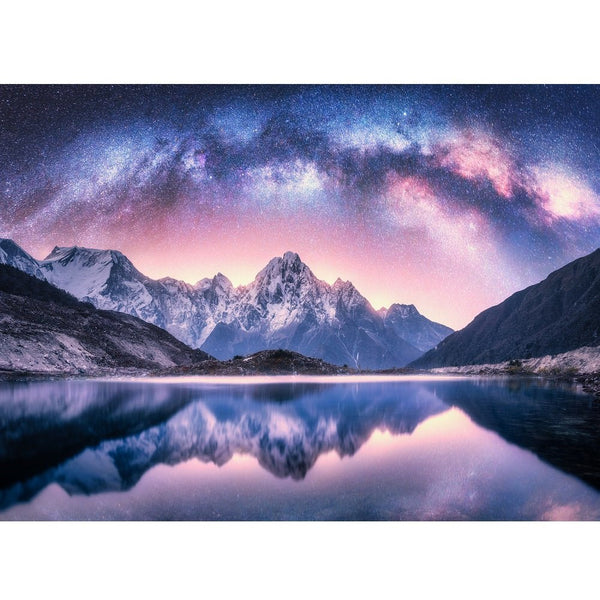 Realistic Milky Way Over Himalayan Mountains Fabric Panel - ineedfabric.com