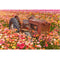 Realistic Old Tractor in Wildflowers Fabric Panel - ineedfabric.com