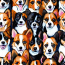 Realistic Packed Dogs Pattern 2 Fabric - ineedfabric.com