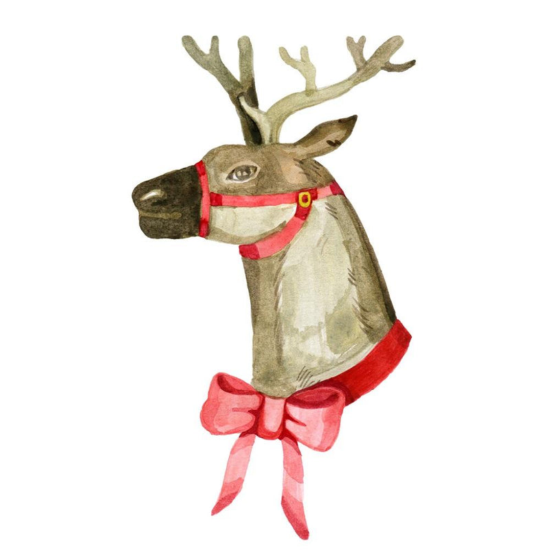 Realistic Reindeer With Bow Fabric Panel - ineedfabric.com