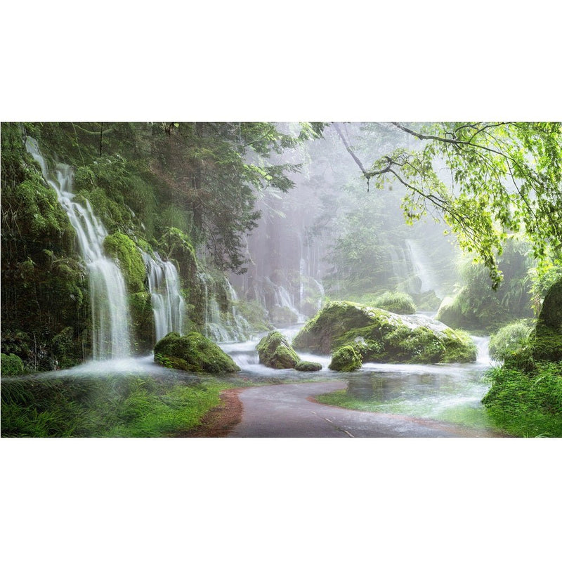 Realistic Road to Many Waterfalls Fabric Panel - ineedfabric.com