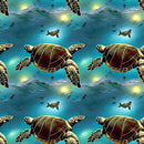 Realistic Sea Turtles Fabric - ineedfabric.com