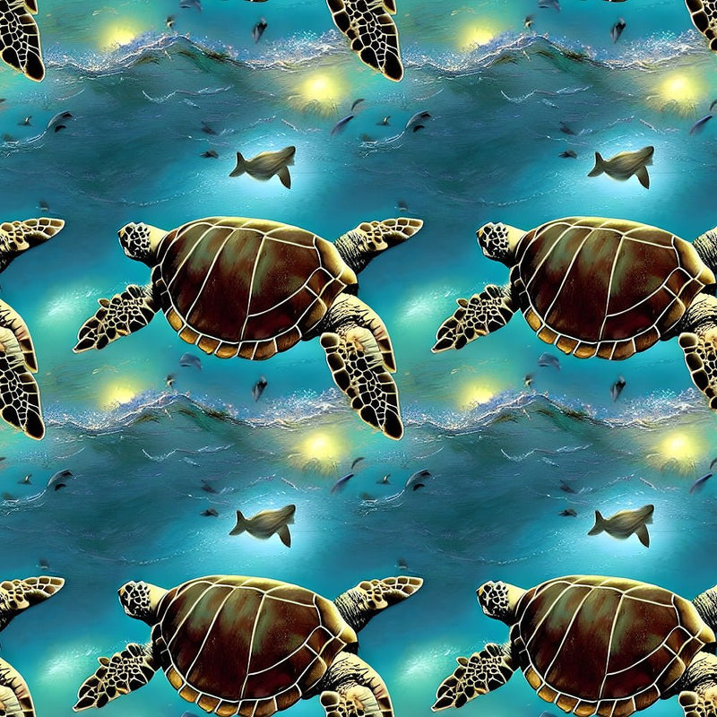 Realistic Sea Turtles Fabric - ineedfabric.com