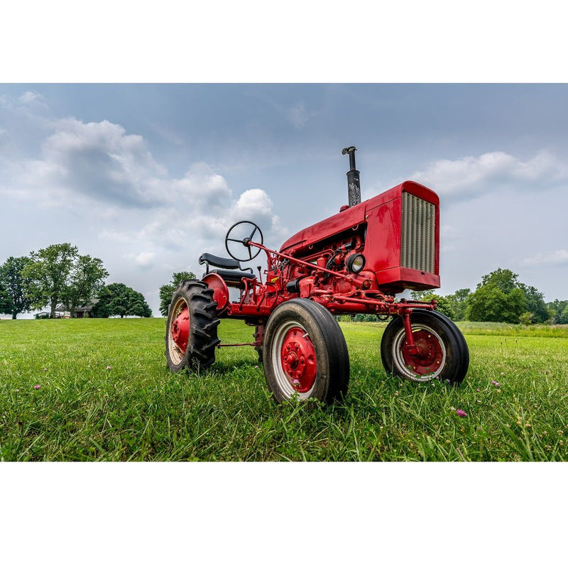 Realistic Vintage Red Tractor Fabric Panel - ineedfabric.com