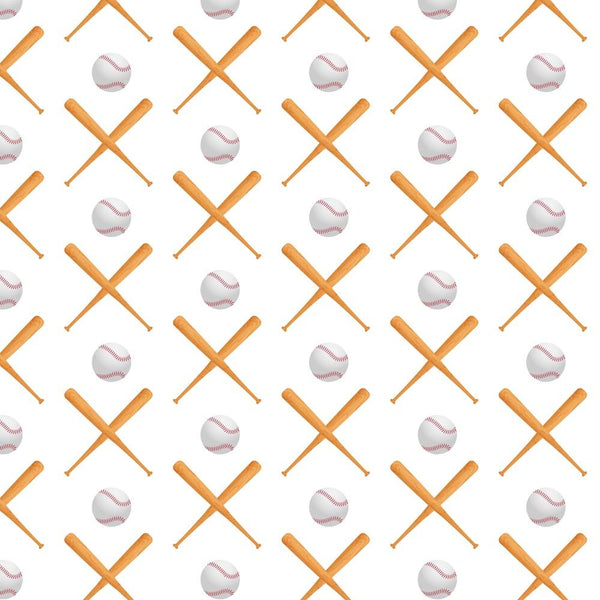 Realistic Wooden Bats & Baseballs Fabric - ineedfabric.com