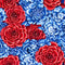 Red & Blue Packed Flowers Fabric - ineedfabric.com