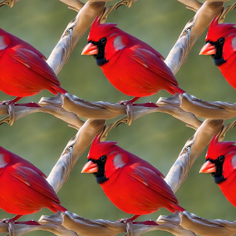 Red Cardinal on a Branch Fabric - ineedfabric.com