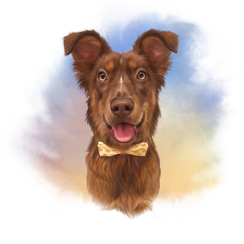 Red Dog With Bow Tie Portrait Fabric Panel - ineedfabric.com