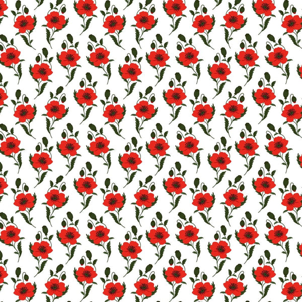 Red Poppy Flowers Fabric - ineedfabric.com
