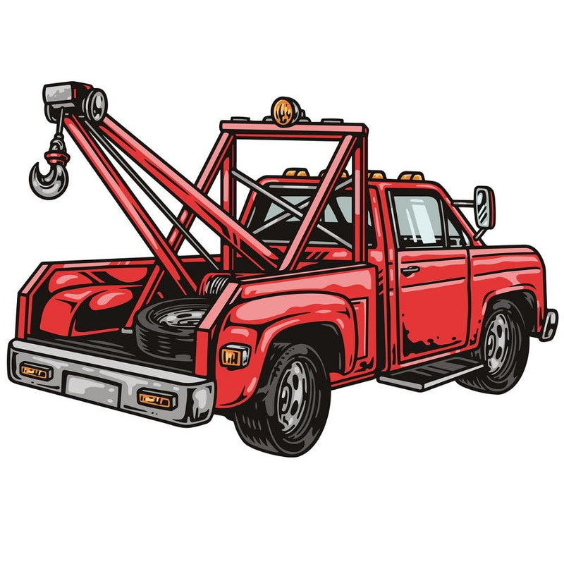 Red Tow Truck Fabric Panel - ineedfabric.com