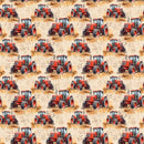 Red Tractor In Field Fabric - ineedfabric.com