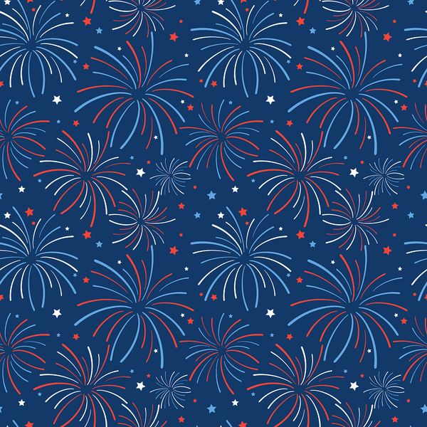 Red, White & Blue Firework Fabric - Blue - ineedfabric.com