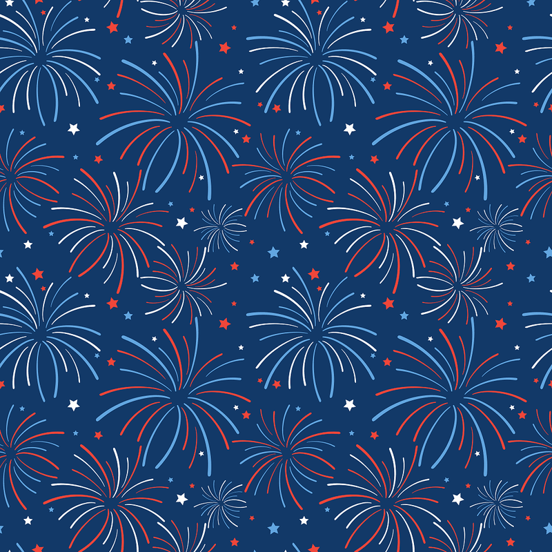 Red, White & Blue Firework Fabric - Blue - ineedfabric.com