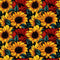 Red & Yellow Sunflowers Fabric - ineedfabric.com