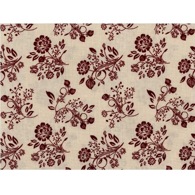 Remember When Burgundy Floral Fabric - Cream - ineedfabric.com