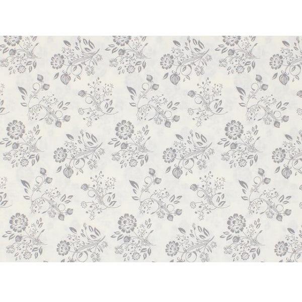 Remember When Grey Floral Fabric - White –