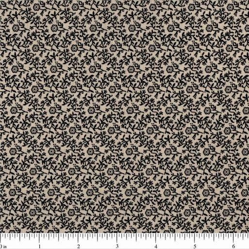 Remember When Little Flowers Fabric - Black/Cream - ineedfabric.com