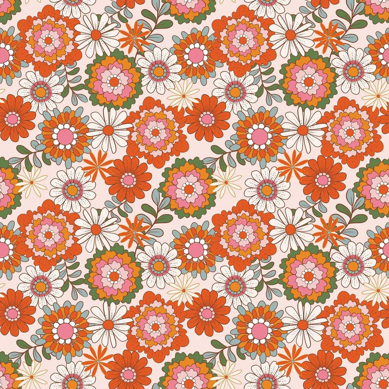 Retro 1970 Groovy Flower Fabric - ineedfabric.com