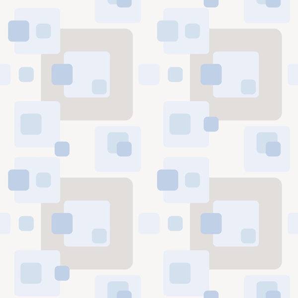 Retro Abstract Rectangles Fabric - Light Blue/Gray - ineedfabric.com