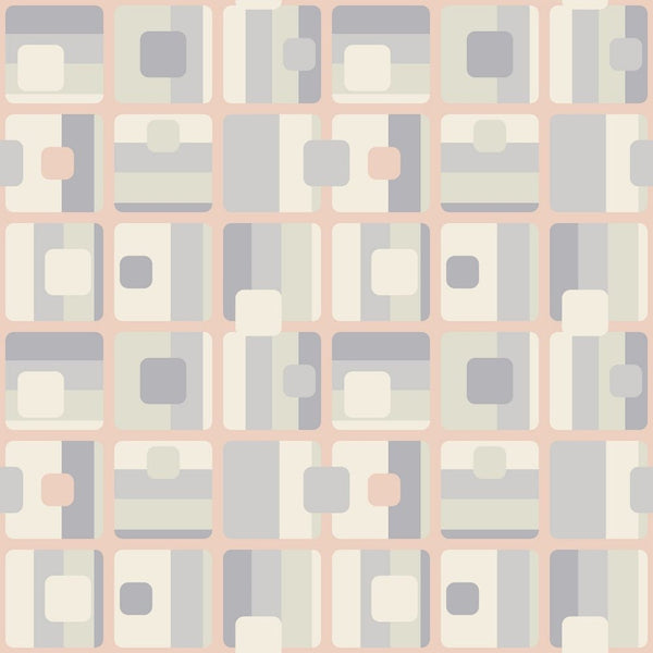 Retro Abstract Rectangles Fabric - Tan/Gray - ineedfabric.com