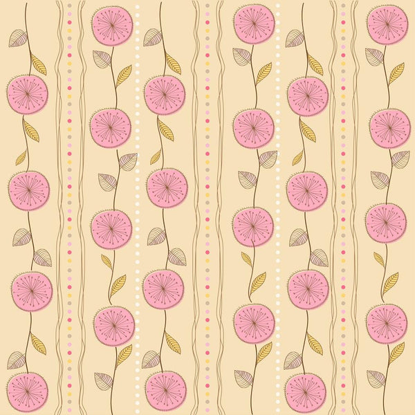 Retro Allium Flowers Fabric - Pink - ineedfabric.com