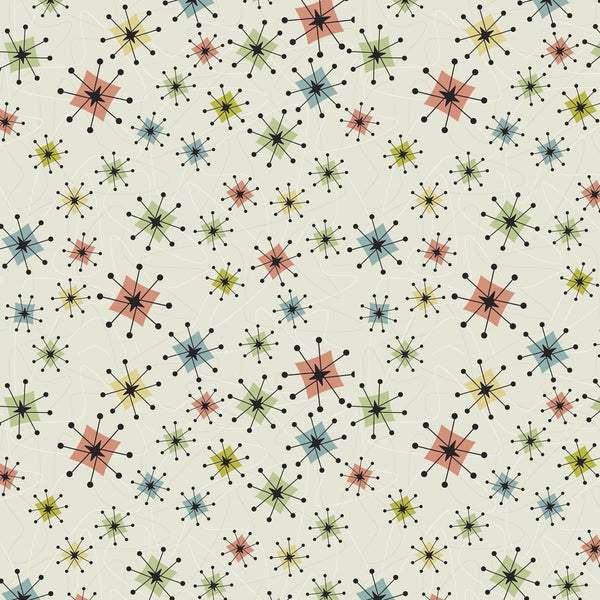 Retro Atomic Stars Fabric - ineedfabric.com