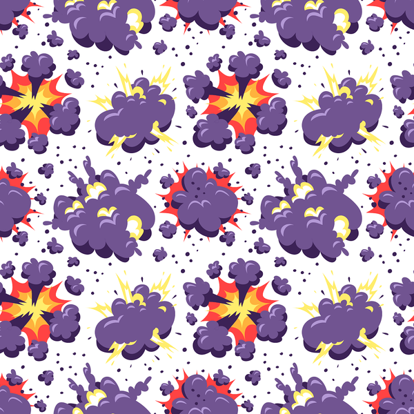 Retro Big Explosion Fabric - White - ineedfabric.com