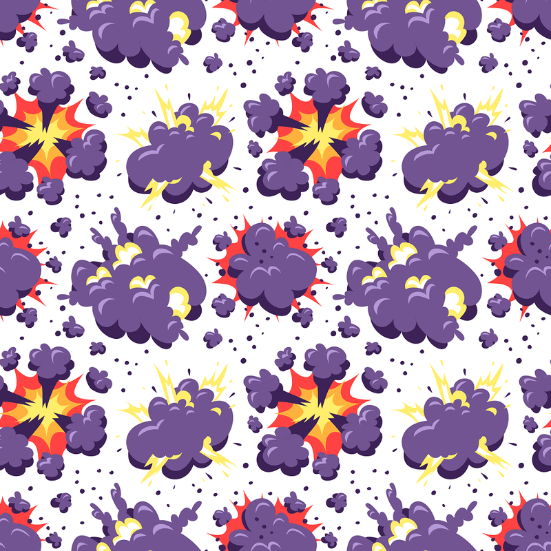 Retro Big Explosion Fabric - White - ineedfabric.com