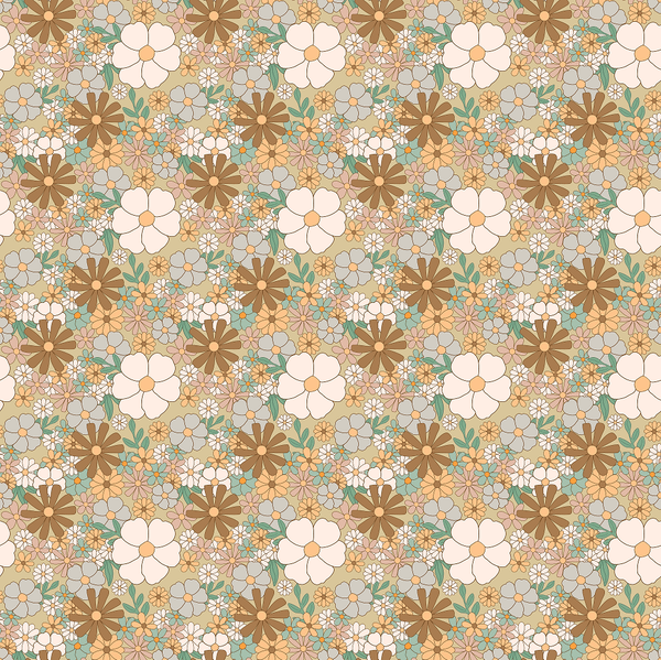 Retro Bohemian Floral Pattern 1 Fabric - ineedfabric.com