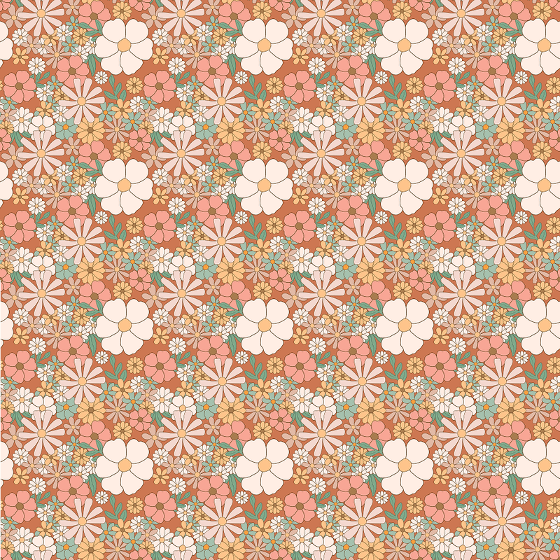 Retro Bohemian Floral Pattern 3 Fabric - ineedfabric.com