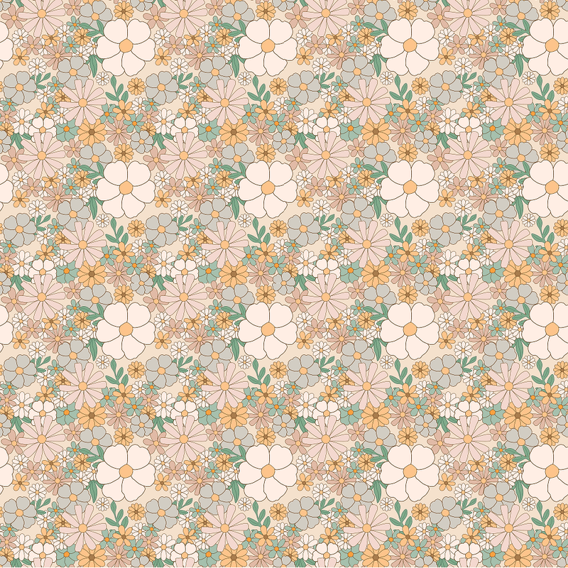 Retro Bohemian Floral Pattern 4 Fabric - ineedfabric.com