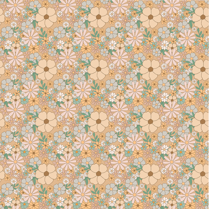 Retro Bohemian Floral Pattern 5 Fabric - ineedfabric.com