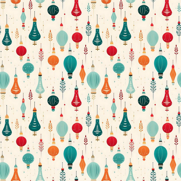 Retro Christmas Bulbs Pattern 1 Fabric - ineedfabric.com