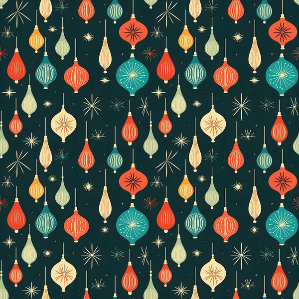 Retro Christmas Bulbs Pattern 3 Fabric - ineedfabric.com