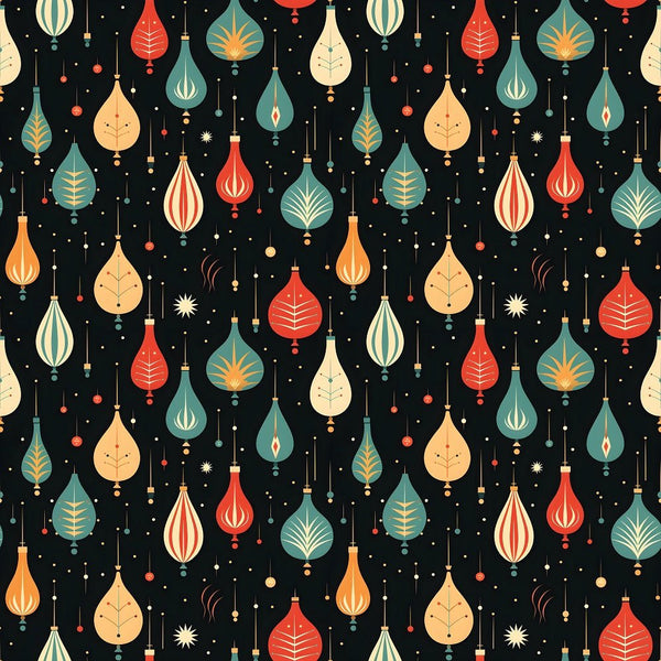Retro Christmas Bulbs Pattern 4 Fabric - ineedfabric.com