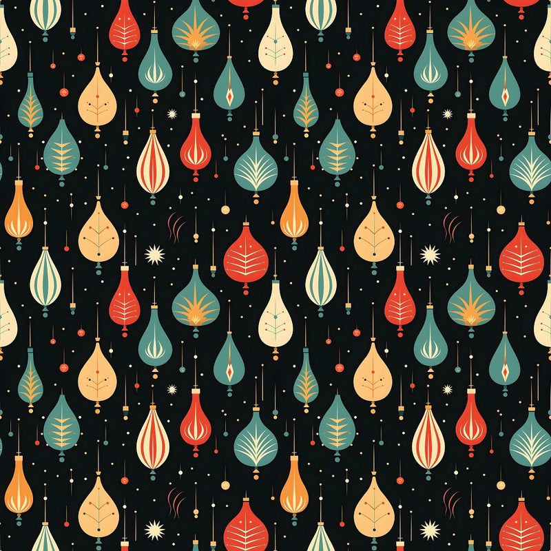 Retro Christmas Bulbs Pattern 4 Fabric - ineedfabric.com