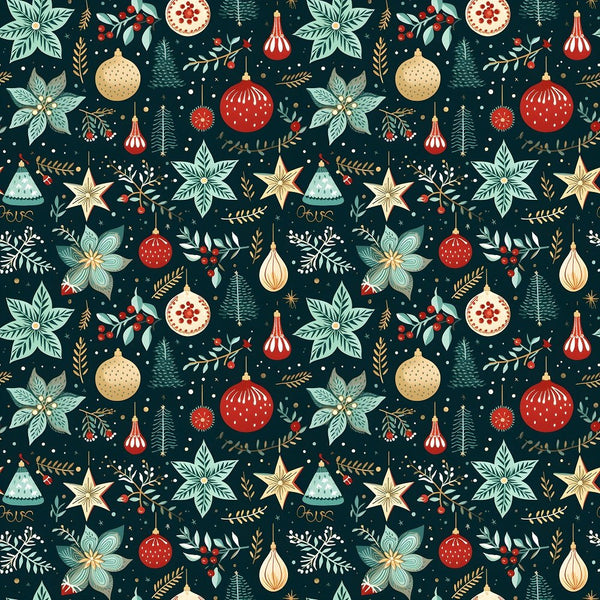 Retro Christmas Bulbs Pattern 5 Fabric - ineedfabric.com