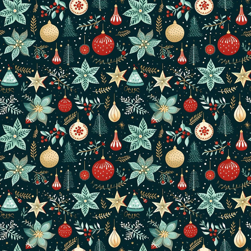 Retro Christmas Bulbs Pattern 5 Fabric - ineedfabric.com